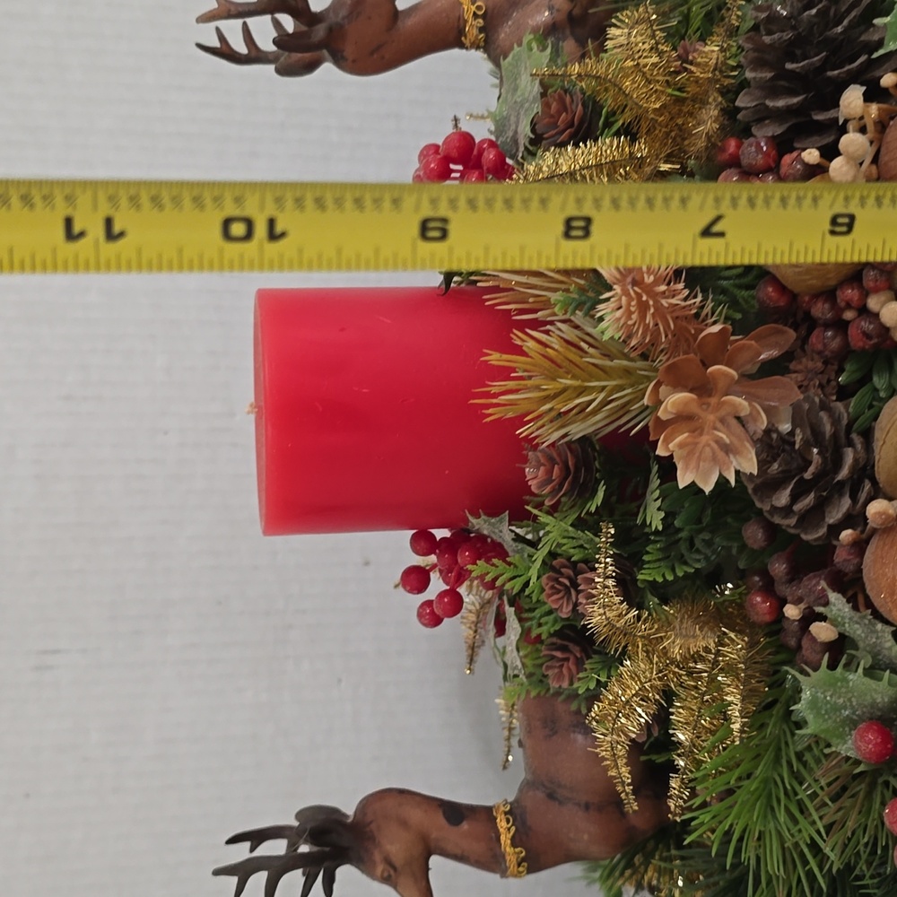 Vintage Festive Red Candle Centerpiece with Reindeer Accents - Picture 16 of 16